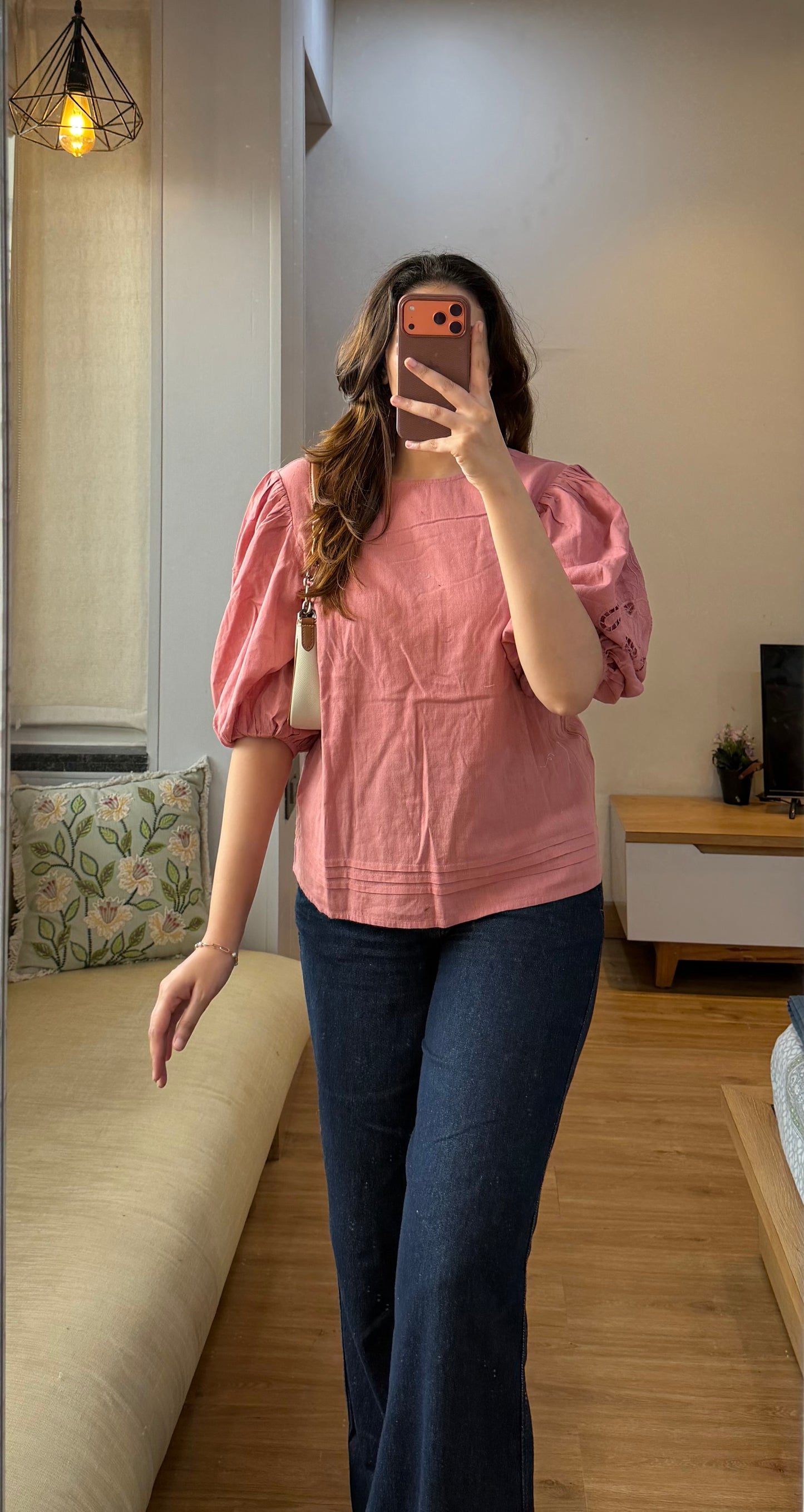 Embroidered sleeve Top