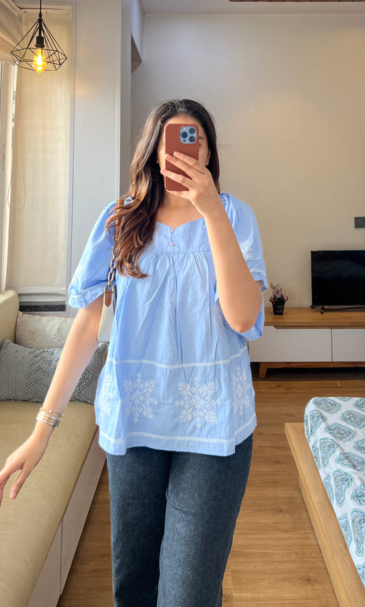 Embroidered Oversized top