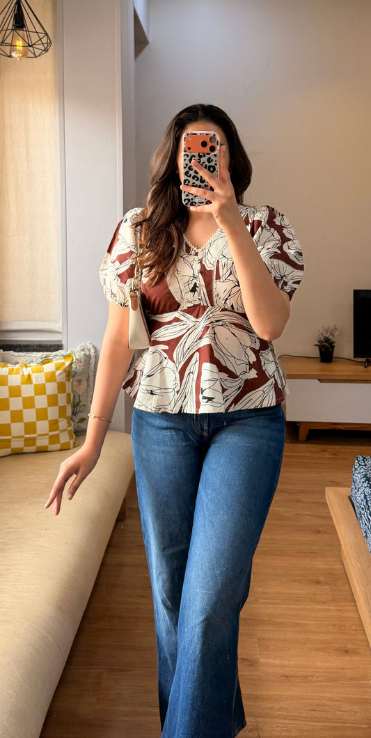 Linen peplum Top