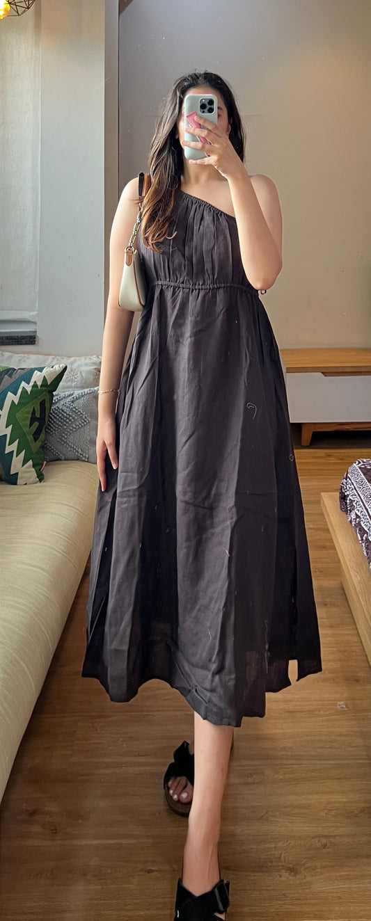 One shoulder linen Dress
